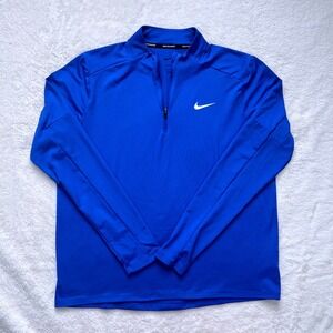 Nike Running Dri-FIT Quarter Zip Pullover Mens Royal Blue Thumbhole- Large